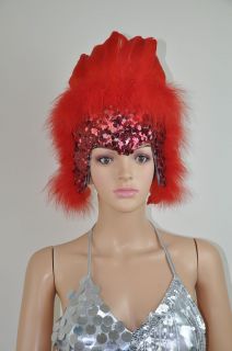 Showgirl Hotpink feather sequins las vegas dancer headpiece headdress