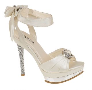 Ladies Bridal Wedding Stiletto Diamante Heel Platform Sandal Women