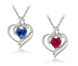 78 ct Diamond & Sapphire or Ruby Custom Pendant .925 w Chain Two to