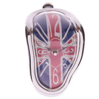 London UK Souvenir   Melting Clock with Silver Frame & Union Jack Face