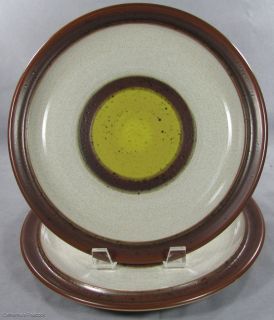 Set of 2 Denby Potters Wheel Gold Yellow Brown Rust Beige Dinner Plate