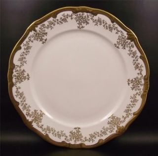 Weimar German Porcelain Dinner Plate Gold Flowers 14051 (^)