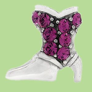 925 Sterling Sliver Bead Charm   Ladys Boots High Hill shoes with CZ