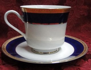 Horchow Cobalt Blue and Encrusted Gold DINNERWARE ITEMS