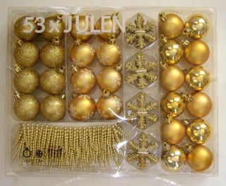 IKEA GOLD CHRISTMAS ORNAMENT SET OF 53 NEW IN BOX