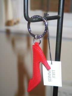 BNIB Lulu Guinness red crinkle patent shoe Keyring / Bag Charm