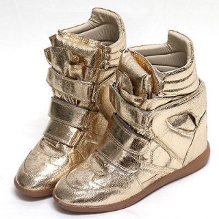 Womens Colors High Top Strap Concealed Wedge Sneakers Shoes / Ladies