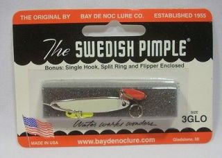 Bay De Noc Swedish Pimple Glo Nickel Fishing Jig Lure Size 3 1/5oz w