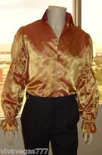 NEW) Elvis Gold/Red PAISLEY Puffy Shirt (Tribute Artist Costume