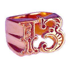 LOOK Heavy Lucky Number # 13 Thirteen Rose Gold plated ring