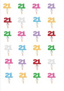 24 X 21ST BIRTHDAY BALLOON EDIBLE CUP CAKE TOPPERS NM1