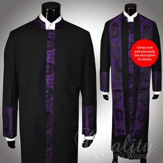 Clergy Robe Cadillac 60 Black Purple Cassock Royalty Cross Embroidery