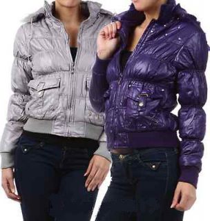New Womans Shiny Parka Puffer Jacket Coat Several Colors Small Medium