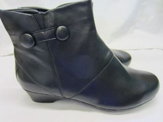 by Clarks Merida Ella Ladies Black Leather Ankle Boots E Width