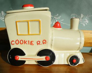 Vintage American Bisque Pottery Cookie R.R. Locomotive Cookie Jar