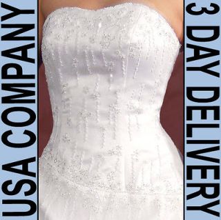 Starla BEADED Strapless Corset Wedding Dress Gown Size 12 White
