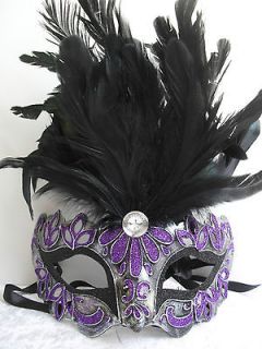 Masquerade Glitter Feather RIALTO FACE MASK Masked Ball Fancy Dress