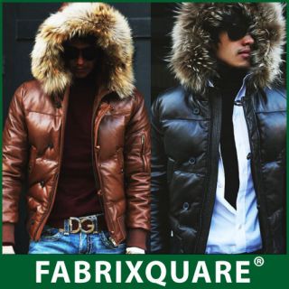 Fab Mens Raccoon Fur Hooded Slimfit Lambskin Down Parka XS S M mod
