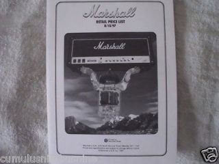 MARSHALL RETAIL PRICE LIST 8/15/97 JCM2000, 30TH,JCM 900, JCM600,MINI