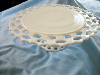 Vintage WESTMORELAND White Milk GLass Pedestal Cake Plate Stand Salver