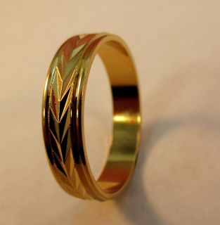 Newly listed WOMENS 14KT GOLD EP 5MM CHEVRON LASER CUT WEDDING RING