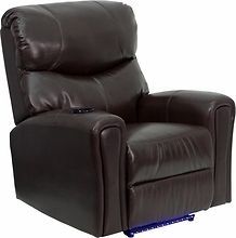Flash Fully Powered,Automa tic Massaging Brown Leather Recliner