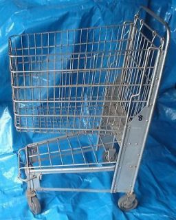BH669 Vtg Grocery Store Market Mini Shopping Cart Metal