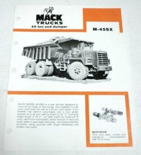 Mack 1978 M 45SX 45 Ton End Dump Truck Sales Brochure