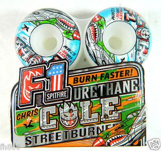 F1 Streetburners Urethane Cole Warhawk White 52mm Skateboard Wheels