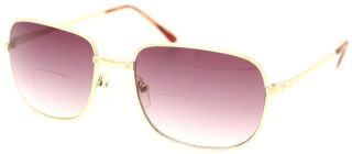 Mens Square Bifocal Sunglasses Metal Frame Gradient Tinted Lenses