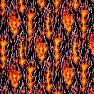 Alexander Henry Wheels on Fire Black & Red Flames Cotton Fabric  18
