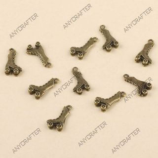 10Pcs Old fashioned Roller Skate Style Antique Bronze Charms Pendant