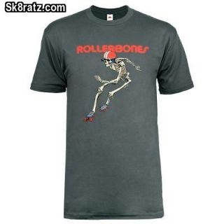 Roller Bones Derby Skeleton Mens T shirt Black Or Asphalt
