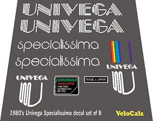 Univega 1980s Specialissima decal set of 8