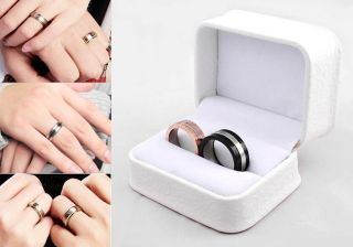 10# Couple Rings Wedding Stainless Steel Gold Plt Jeweled Finger