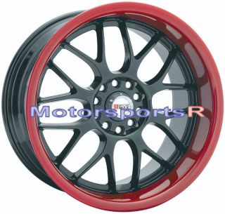  Black Red Lip Deep Dish Wheels Rims Staggered 04 11 Mazda RX8 93 RX7