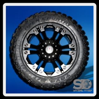 XD MONSTER BLACK RIMS W/ 33X12.50X20 TOYO OPEN COUNTRY MT TIRES WHEELS