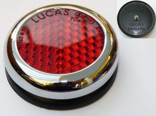 Lucas RER25 Red Reflector Chrome Rim for Classic Car or Motorcycle