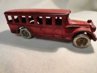Arcade Cast Iron Red Bus with Nickel Wheels