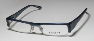 New OGA 63570 53 17 140 Blue Spring Hinges Half Rim Eyeglasses Glasses