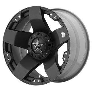 Rockstar XD775 5 6 8 Lug Black Wheels Rims 4 New FREE Caps Lugs Stems