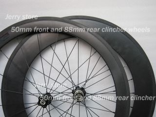 Wheels Front 50mm and Rear 88mm Clincher Road Bicycle Wheels