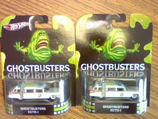 Hot Wheels 2013 New Retro Ghostbusters Ecto 1 Lot of 2 Sharp Car