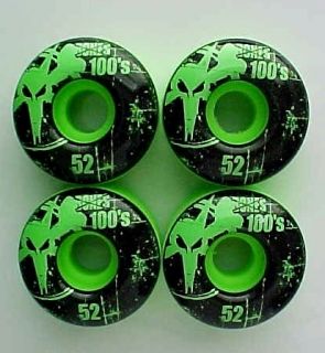 Bones 100s 52mm Skateboard Wheels Green 