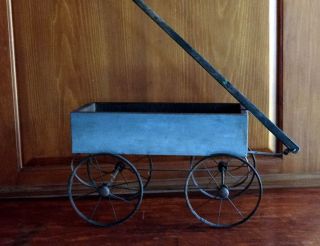 1800s Wagon Spoke Wheels Original Blue Paint Patina Primitive