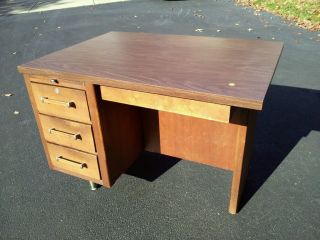 Vintage Heavy Wood Alma Office Desk 1960s