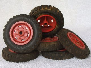  OF SIX WYANDOTTE PRESSED STEEL TRUCK TIRES WHEELS MADE IN USA PARTS