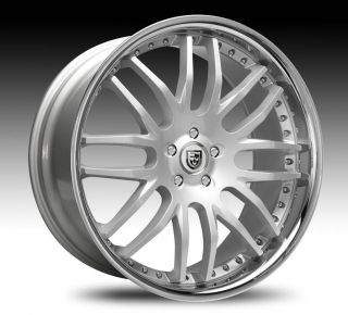Silver with Chrome Lip Wheel Set Staggered Rims for 5LUG