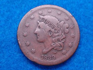 1839 Large Cent Coronet Head Silly Head Variety