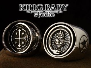 King Baby Studio Flip Coin Ring Heart Cross K20 5213